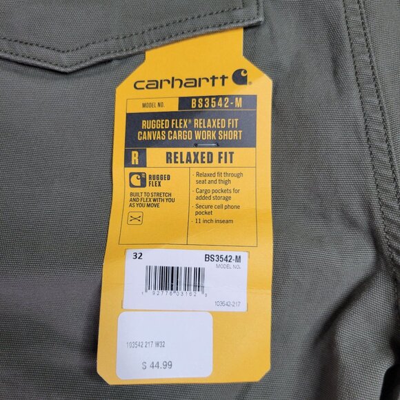 Carhartt BS3542-M Men's Rugged Flex Canvas Cargo Work Short Relaxed Fit Size 32 - Picture 3 of 4